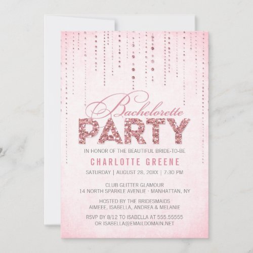 Glitter Look Bachelorette Party Invitation