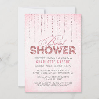 Pink Glitter Look Bridal Shower - 4.5" x 6.25" Invitation