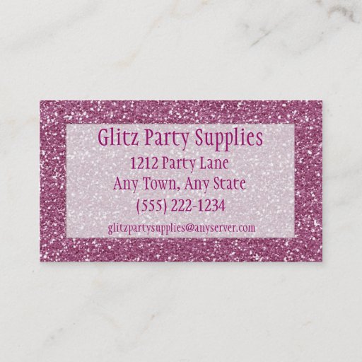 Customizable Pink Glitter Look Business Card Customizable