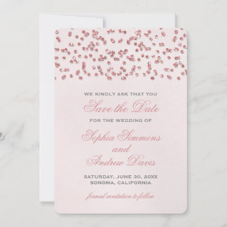 Pink Glitter Look Confetti Save the Date