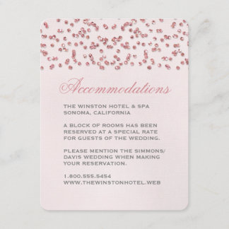 Pink Glitter Look Confetti Wedding Insert Card
