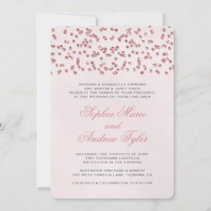 Pink Glitter Look Confetti Wedding Invitation