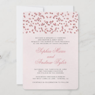 Pink Glitter Look Confetti Wedding Invitation