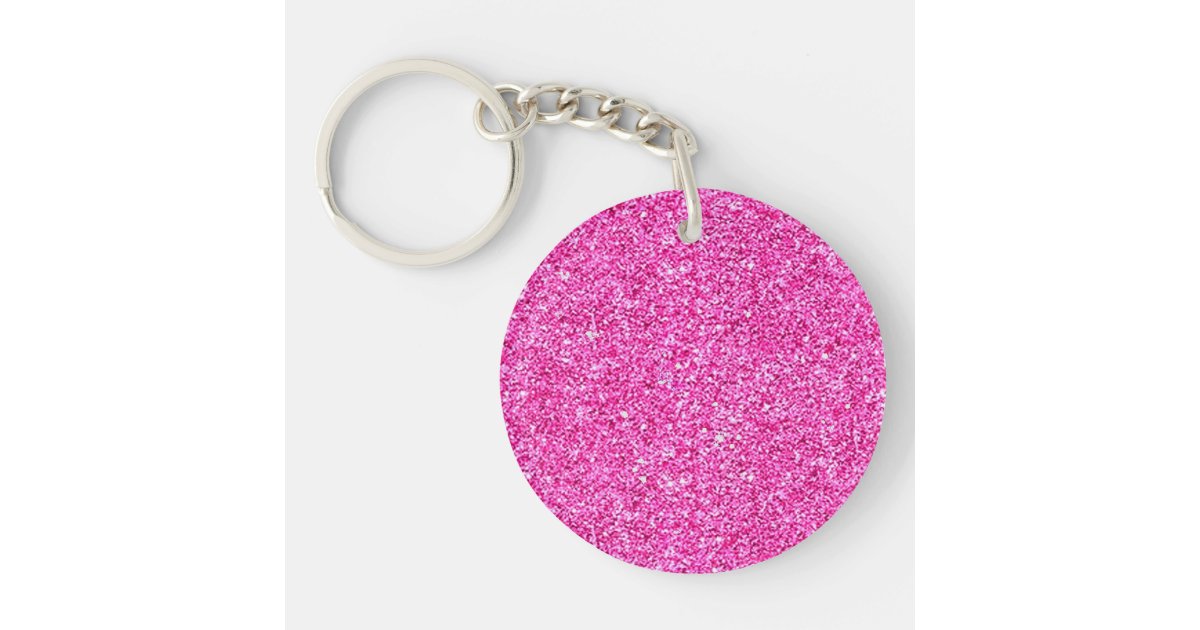 Pink Glitter Look Elegant Blank Template Custom Keychain
