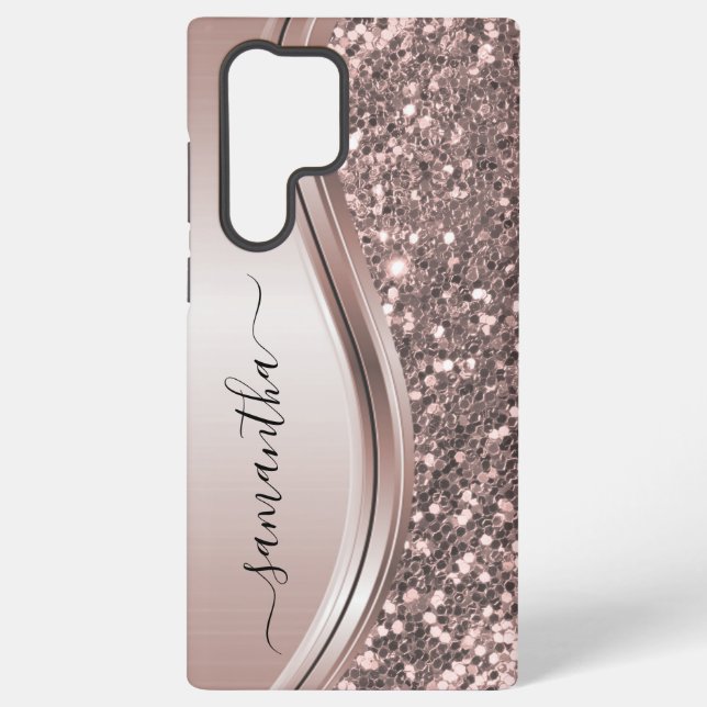 Pink Glitter Look Handwritten name  Samsung Galaxy Case (Back)