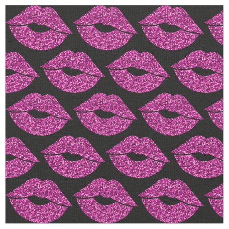 Pink Glitter Look Lips Pattern Fabric | Zazzle