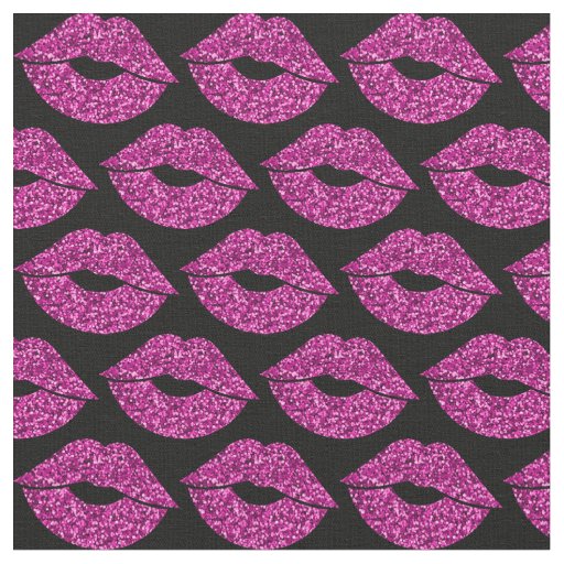 Pink Glitter Look Lips Pattern Fabric