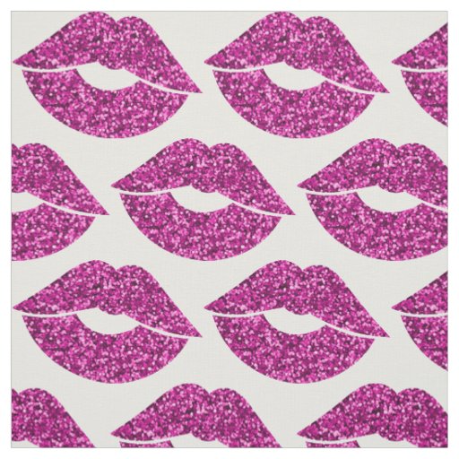 Pink Glitter Look Lips Pattern Fabric