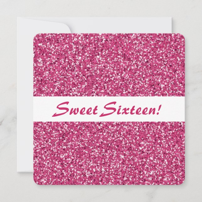 Pink Glitter Look Pattern Sweet Sixteen Birthday Invitation (Front)