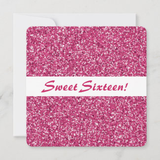 Pink Glitter Look Pattern Sweet Sixteen Birthday Invitation