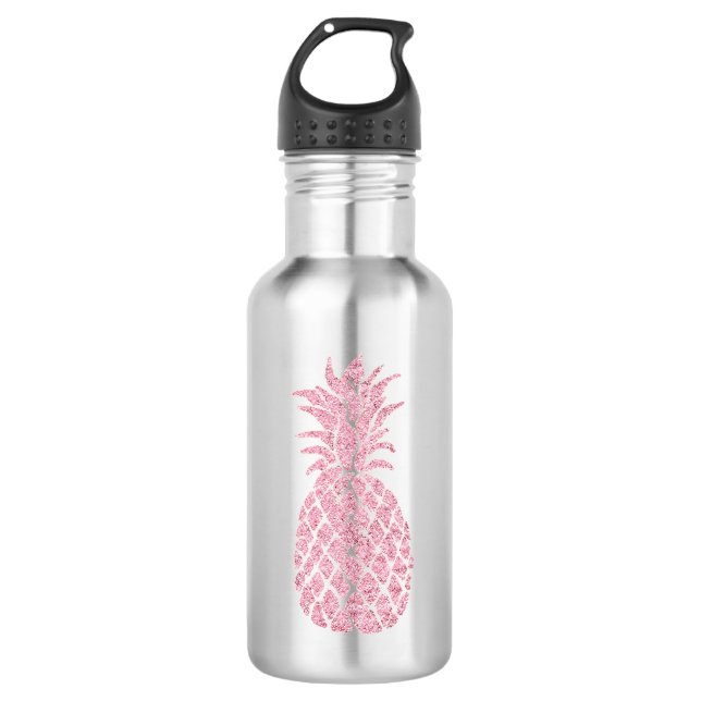 pink glitter look pineapple water bottle (Front)