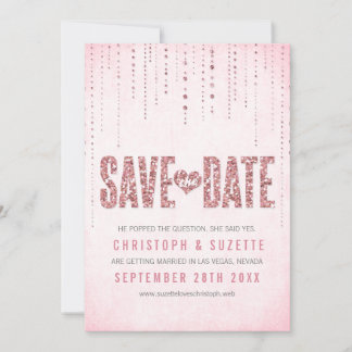 Pink Glitter Look Save The Date