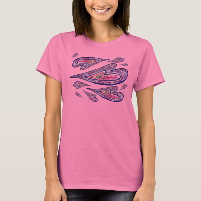 Pink Glitter Love Hearts Art Custom TShirts (Front)