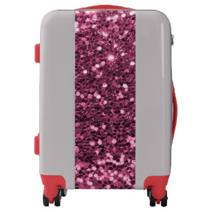 LEVEL8 Women's Luggage , Glitter Carry-On Suitcase, Sparking Pink Luggage, Pink