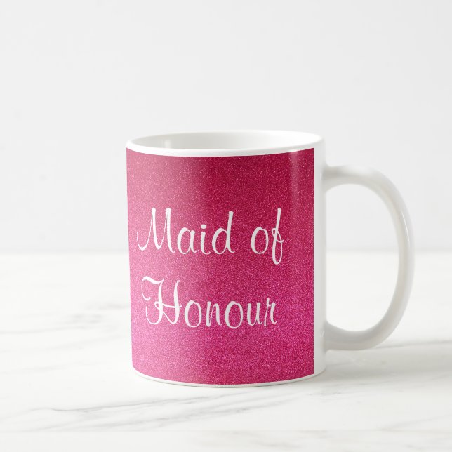 Pink Glitter Maid of Honor Mug (Right)
