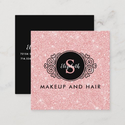 Pink Glitter Makeup Artist Hair Salon Business Square Business Card