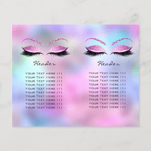 Pink Glitter Makeup Eye Lash Prices Leaflet Blue Flyer