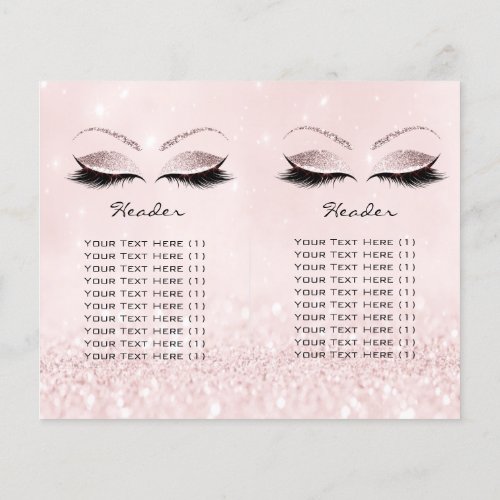 Pink Glitter Makeup Eye Lash Prices Leaflet Logo Flyer