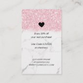 Pink Glitter Marble Business Thank You For Order Business Card (Back)