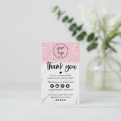 Pink Glitter Marble Business Thank You For Order Business Card (Standing Front)
