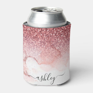 Pink Glitter Marble Can Cooler
