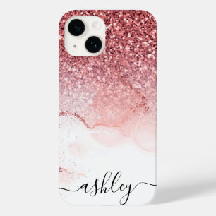 Pink Glitter Marble Case-Mate iPhone 14 Case