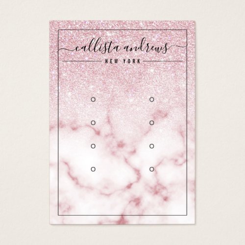 Pink Glitter Marble Ombre Earrings Display Card