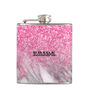 Pink Glitter & Marble Ombre Flask