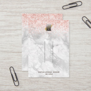 Pink Glitter Marble Your Logo Hair Clip Display Business Card