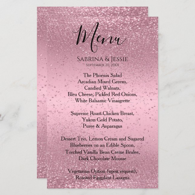 Pink Glitter - Menu (Front/Back)