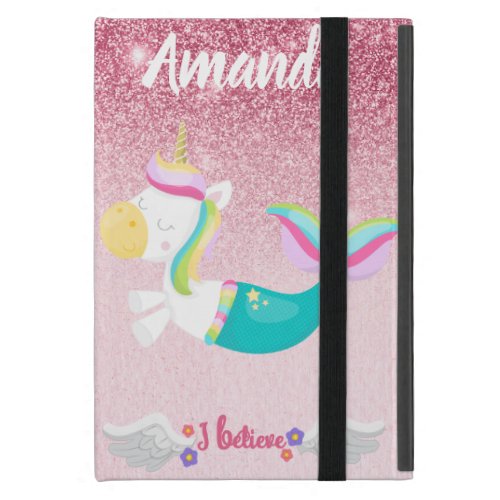 Pink Glitter Mermaid Unicorn iPad Case Custom