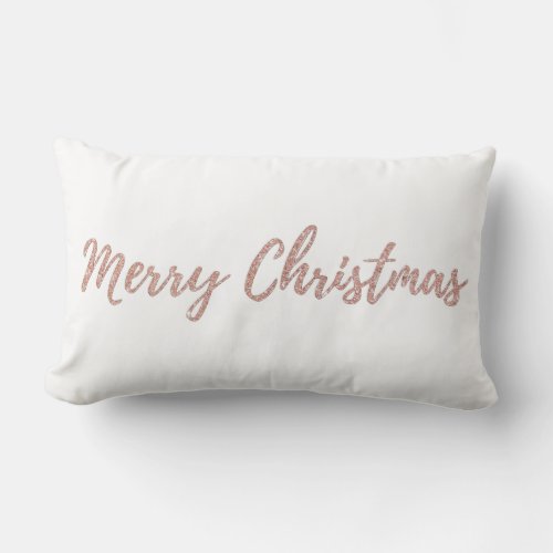 Pink Glitter Merry Christmas Lumbar Pillow