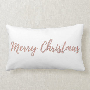 Pink Glitter Merry Christmas Lumbar Pillow