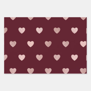 Pink Glitter Metallic Heart Red Purple Black Wrapping Paper Sheets