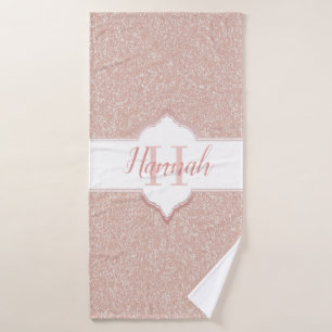 Pink Glitter Monogram Bath Towels