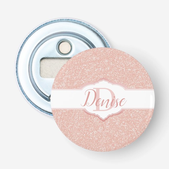 Pink Glitter Monogram Bottle Opener (Front)
