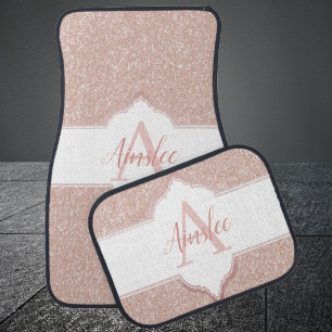 Pink Glitter Monogram Car Floor Mats