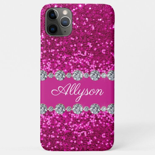 Pink Glitter Monogram iPhone 11 Pro Max Case
