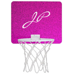 Pink glitter monogram custom basketball hoop