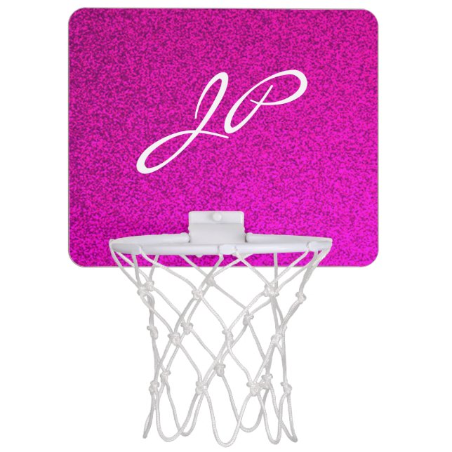 Pink glitter monogram custom basketball hoop (Front)