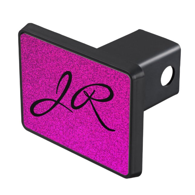 Pink glitter monogram custom trailer hitch cover (Top Right)