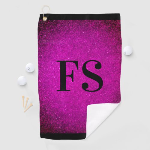 Pink glitter monogram golf towel gift for women