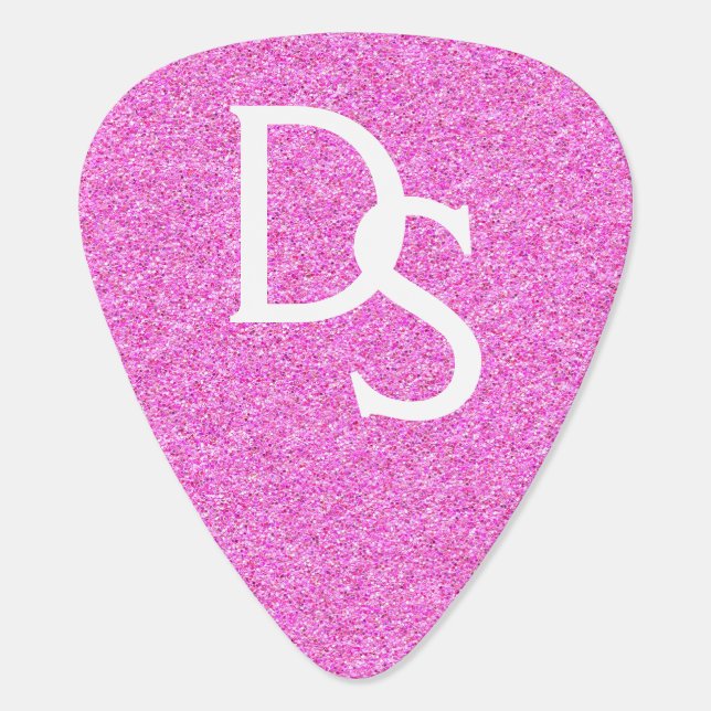 Pink Glitter Monogram Guitar Pick (Back)