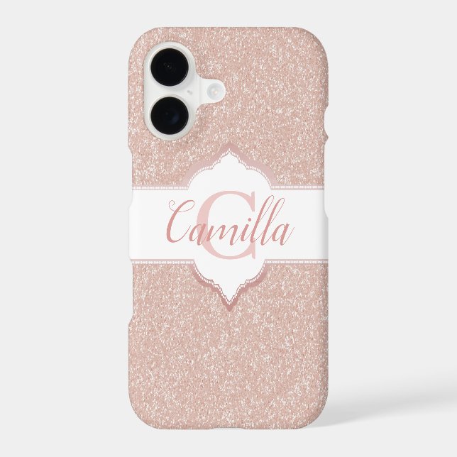Pink Glitter Monogram Iphone Case (Back)