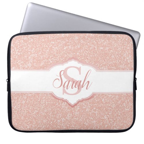 Pink Glitter Monogram Laptop Sleeve