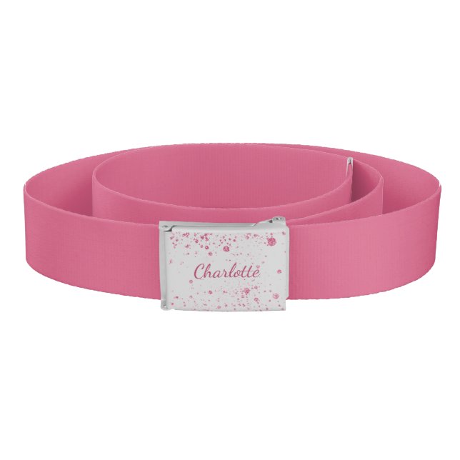 Pink glitter monogram name girl belt (Coil)