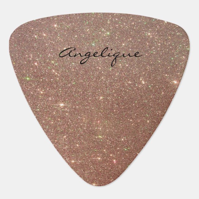 Pink Glitter & Monogram or Name Guitar Pick (Front)
