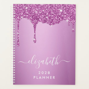 Pink Glitter Monogram Planner