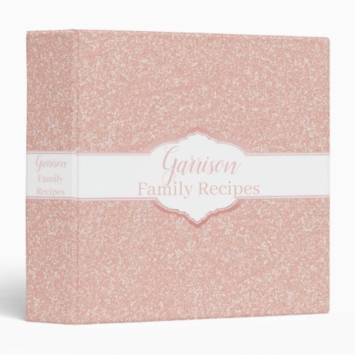 Pink Glitter Monogram Recipe Binder