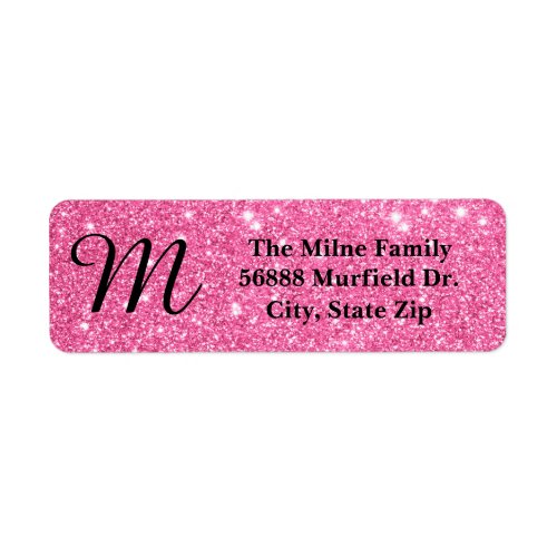 Pink Glitter Monogram _ Return Address Labels